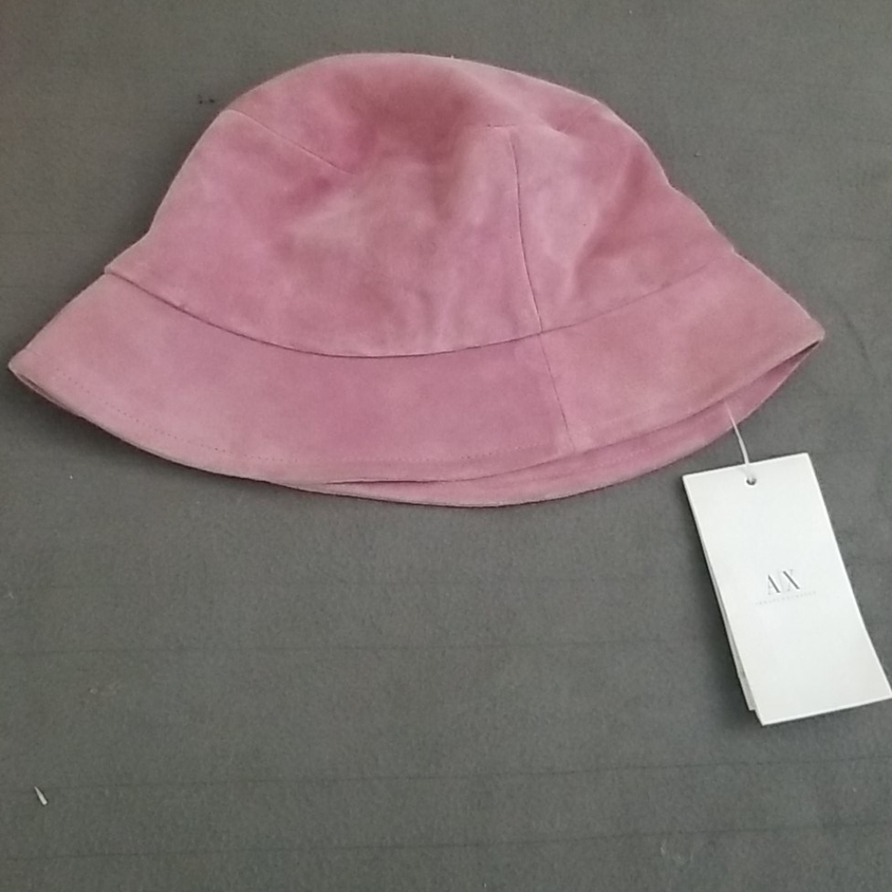 New Armani Exchange Pink Suede Bucket Hat
